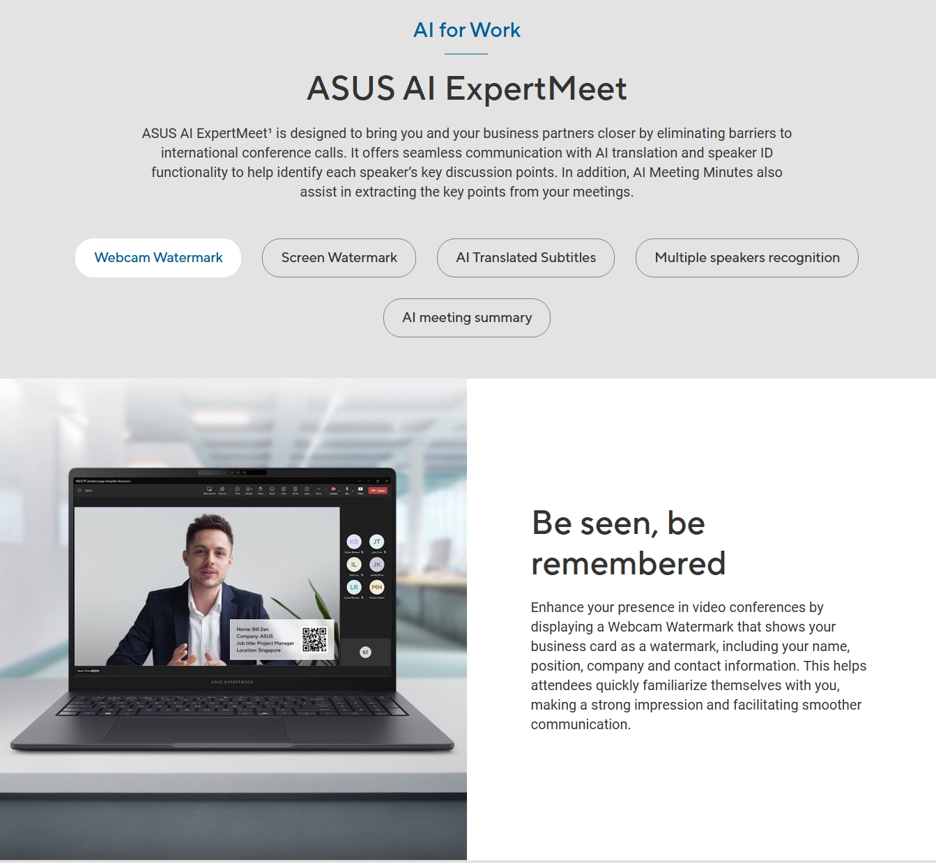 ASUS ExpertBook B3 16" WUXGA Laptop Ultra 5-225H 16GB 512GB W11P