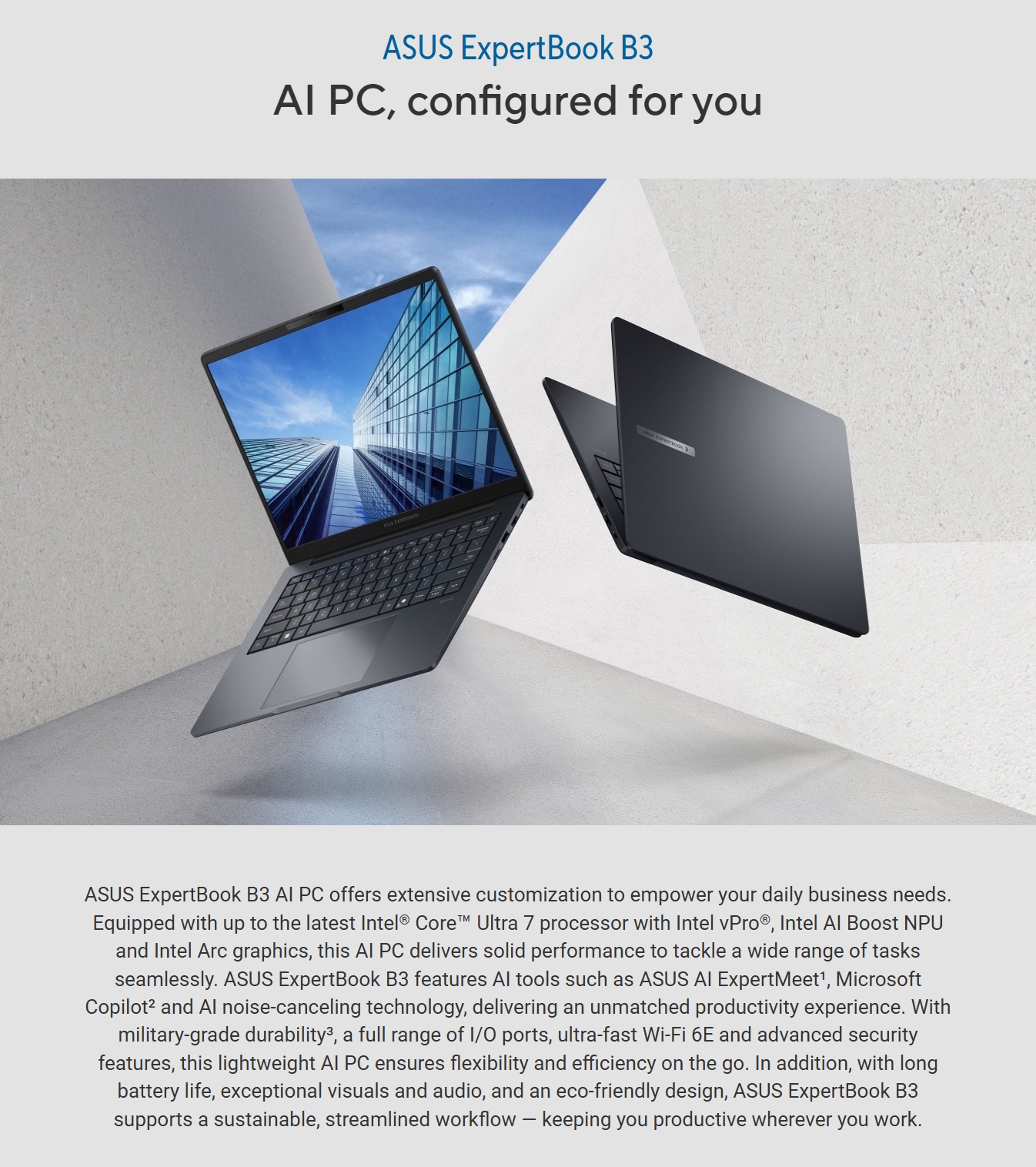 ASUS ExpertBook B3 16" WUXGA Laptop Ultra 7-255H 16GB 512GB W11P