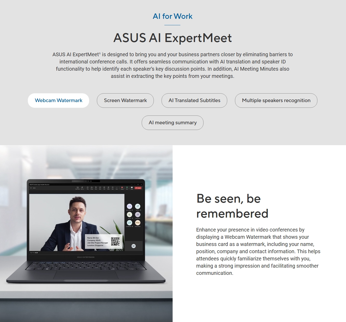 ASUS ExpertBook B3 16" WUXGA Laptop Ultra 7-255H 16GB 512GB W11P