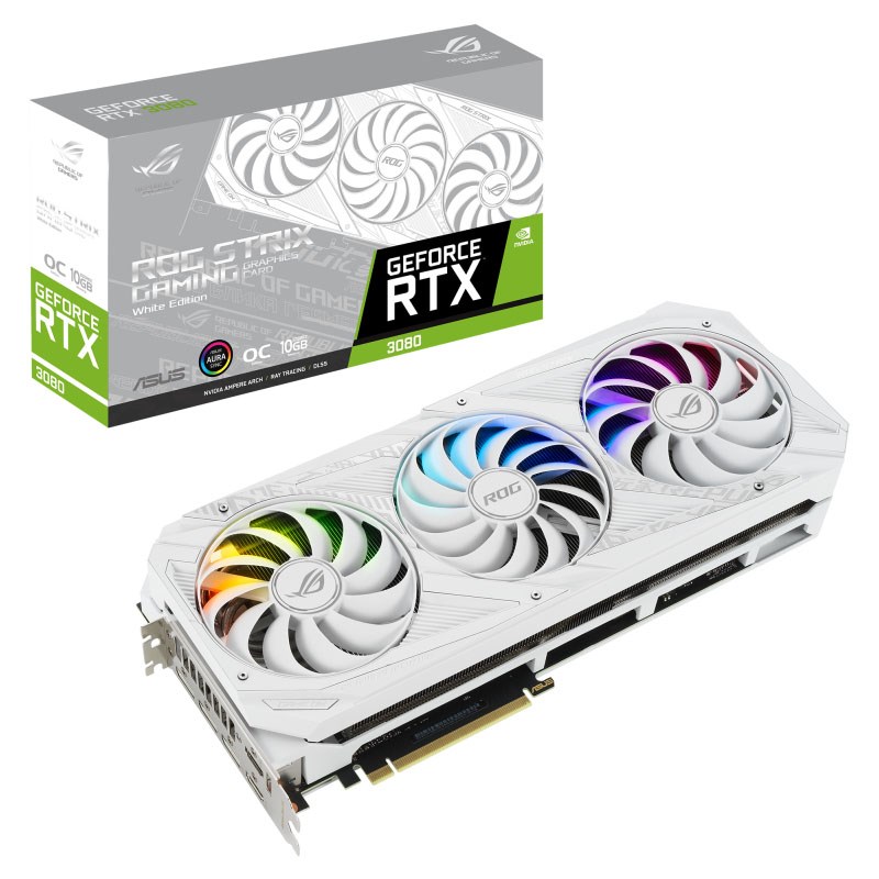 asus geforce rtx 3080 rog strix gaming oc 10gb video card white edition rog strix rtx3080 o10g white mwave com au