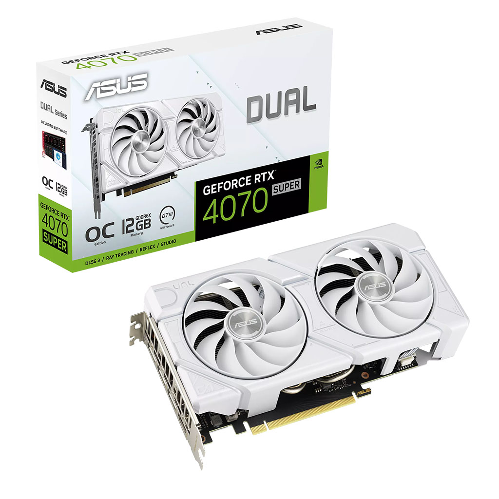 ASUS GeForce RTX 4070 SUPER DUAL EVO OC 12GB Video Card - White Edition
