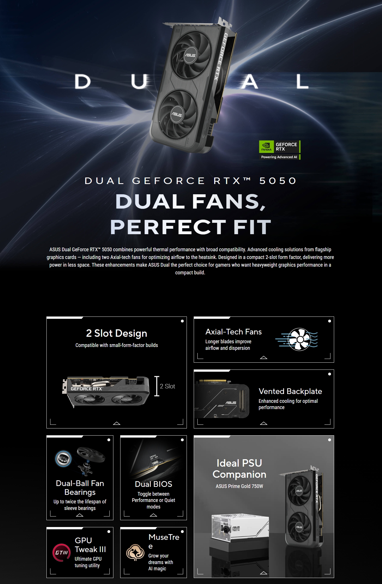 ASUS GeForce RTX 5050 Dual 8GB GDDR6 OC Edition Video Card
