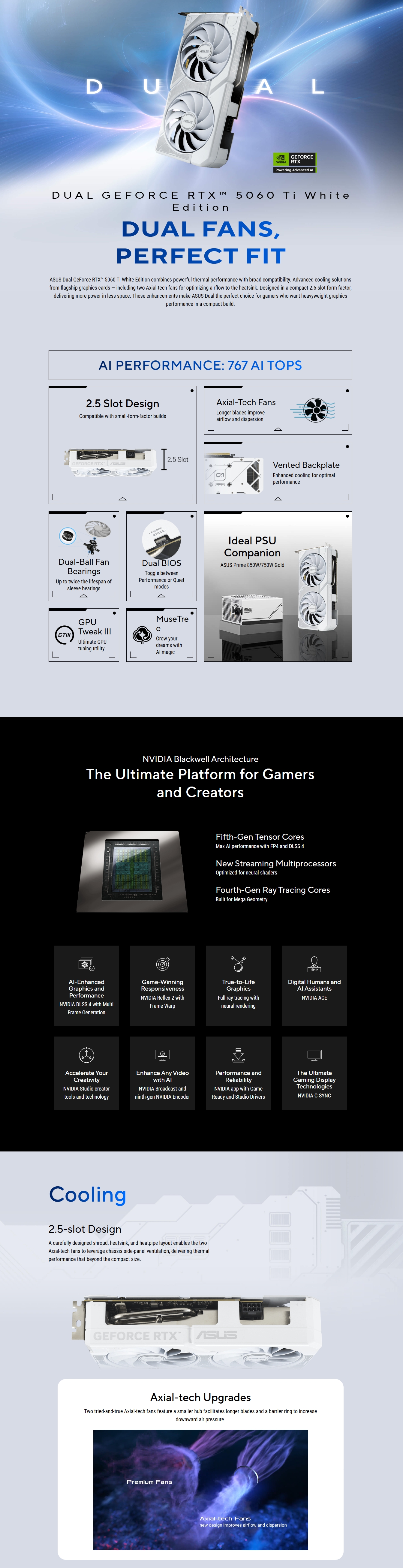 ASUS  GeForce RTX 5060 Ti Dual OC 16GB Video Card - White