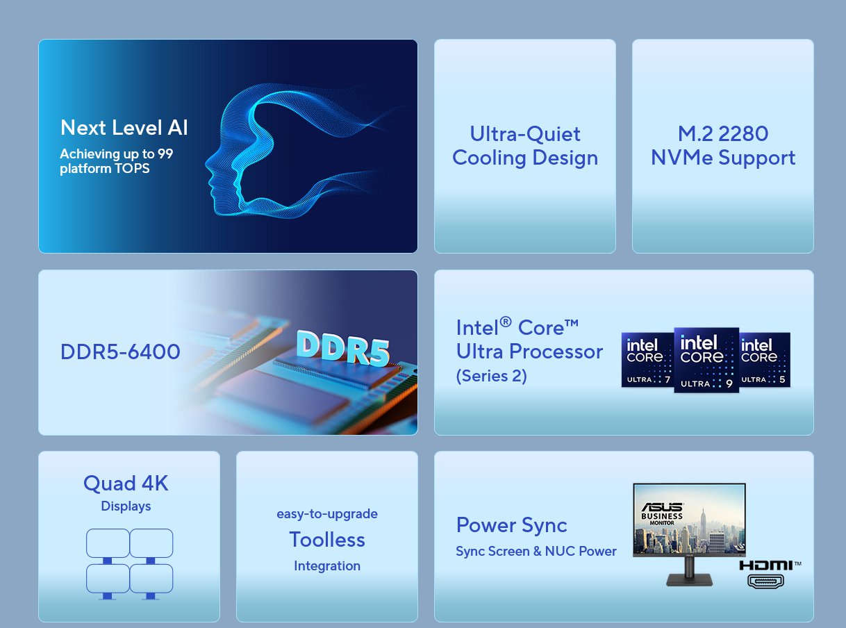 ASUS NUC 15 Pro+ Mini PC Barebone Kit - Intel Core Ultra 5 225H