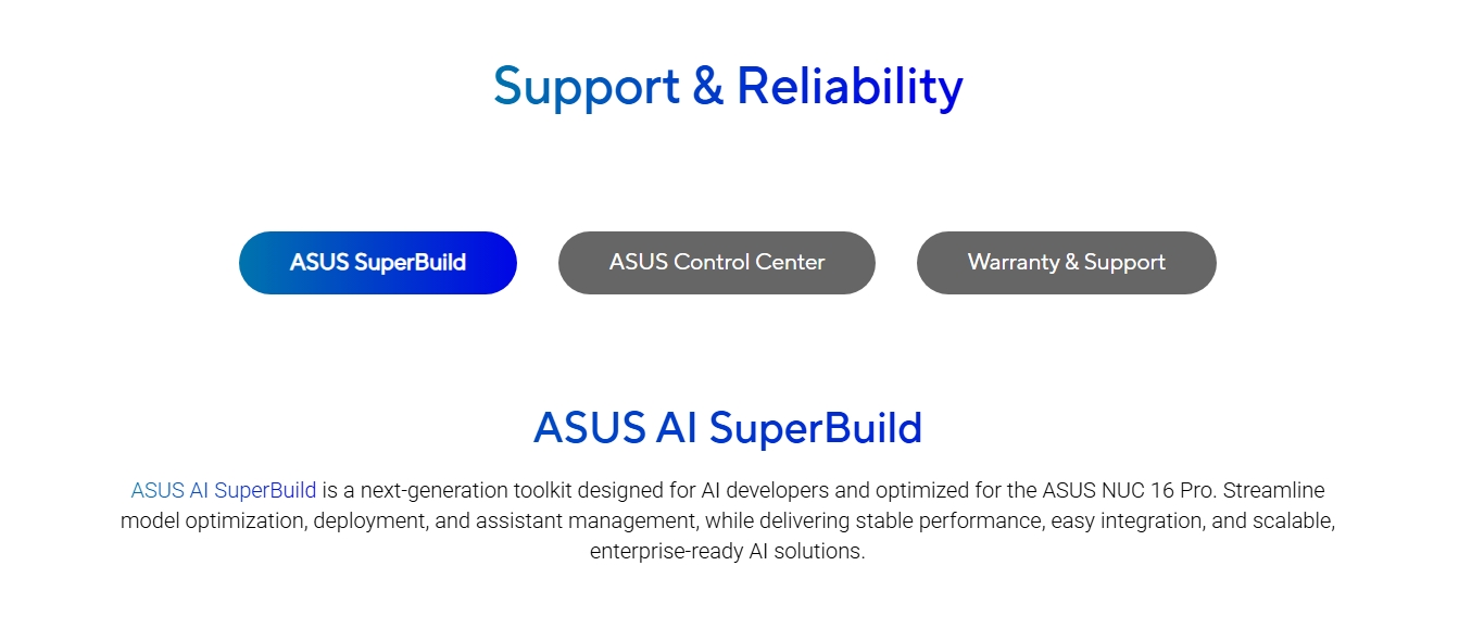 ASUS NUC 16 Pro Mini PC Barebone Kit - Intel Core Ultra 5 325 Processor - SLIM