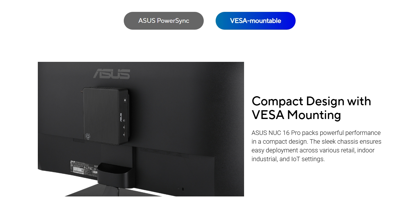 ASUS NUC 16 Pro Mini PC Barebone Kit - Intel Core Ultra 5 325 Processor - SLIM