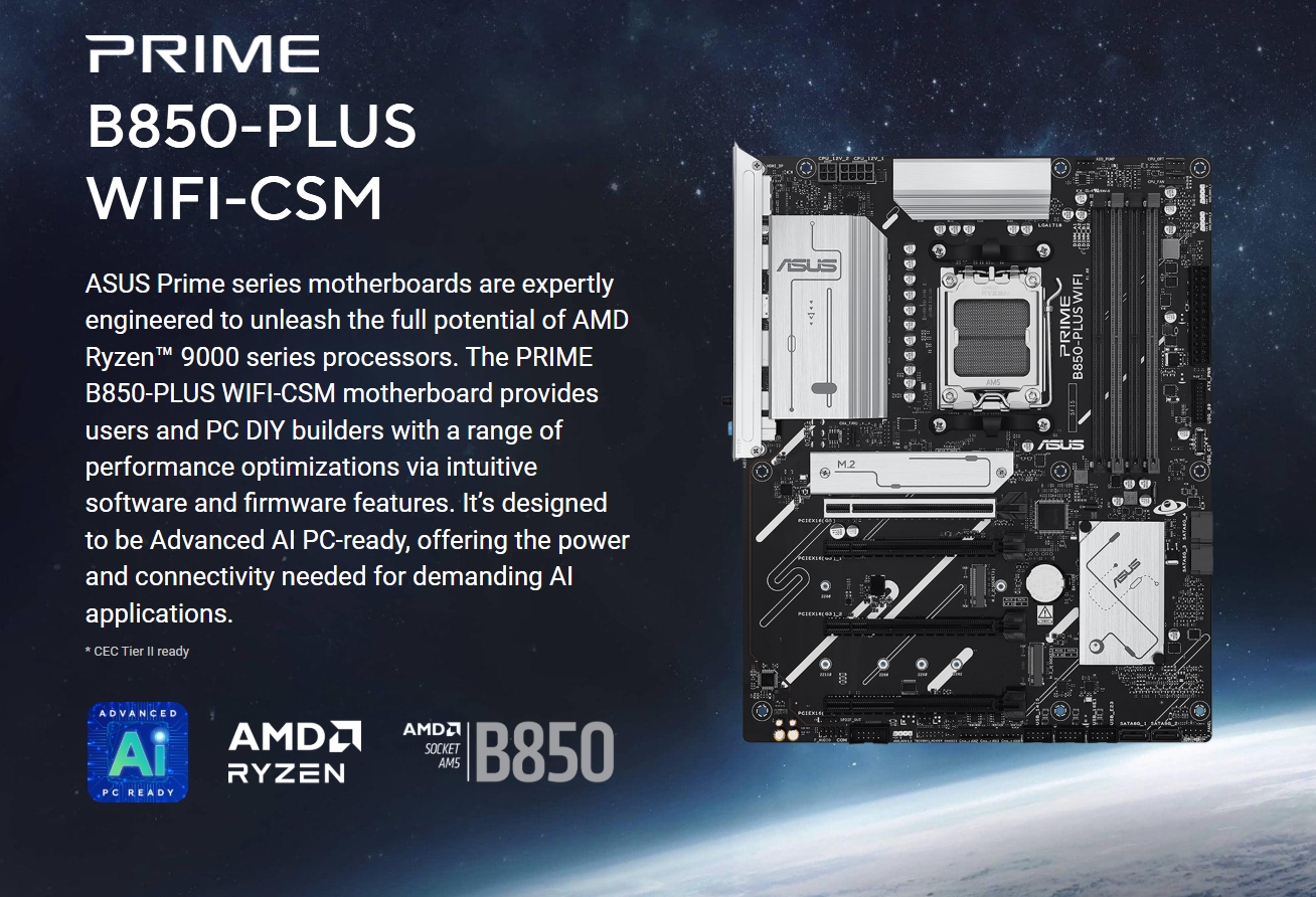 ASUS PRIME B850-PLUS WIFI-CSM AM5 ATX Motherboard