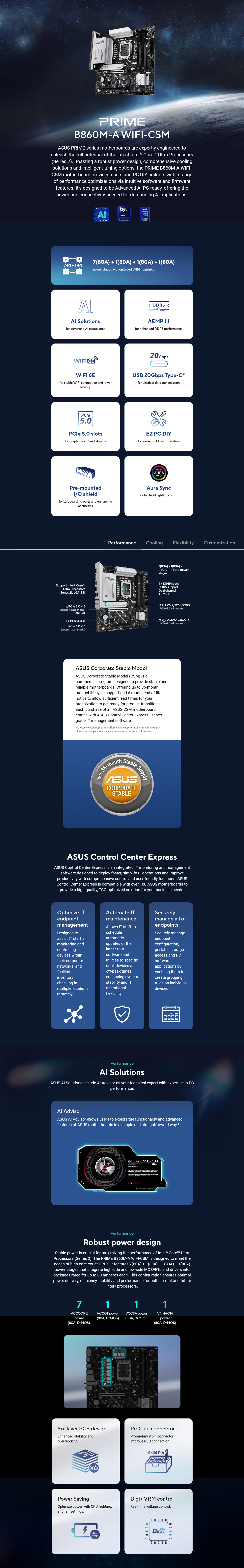 ASUS PRIME B860M-A WIFI-CSM Intel LGA 1851 Micro-ATX Motherboard