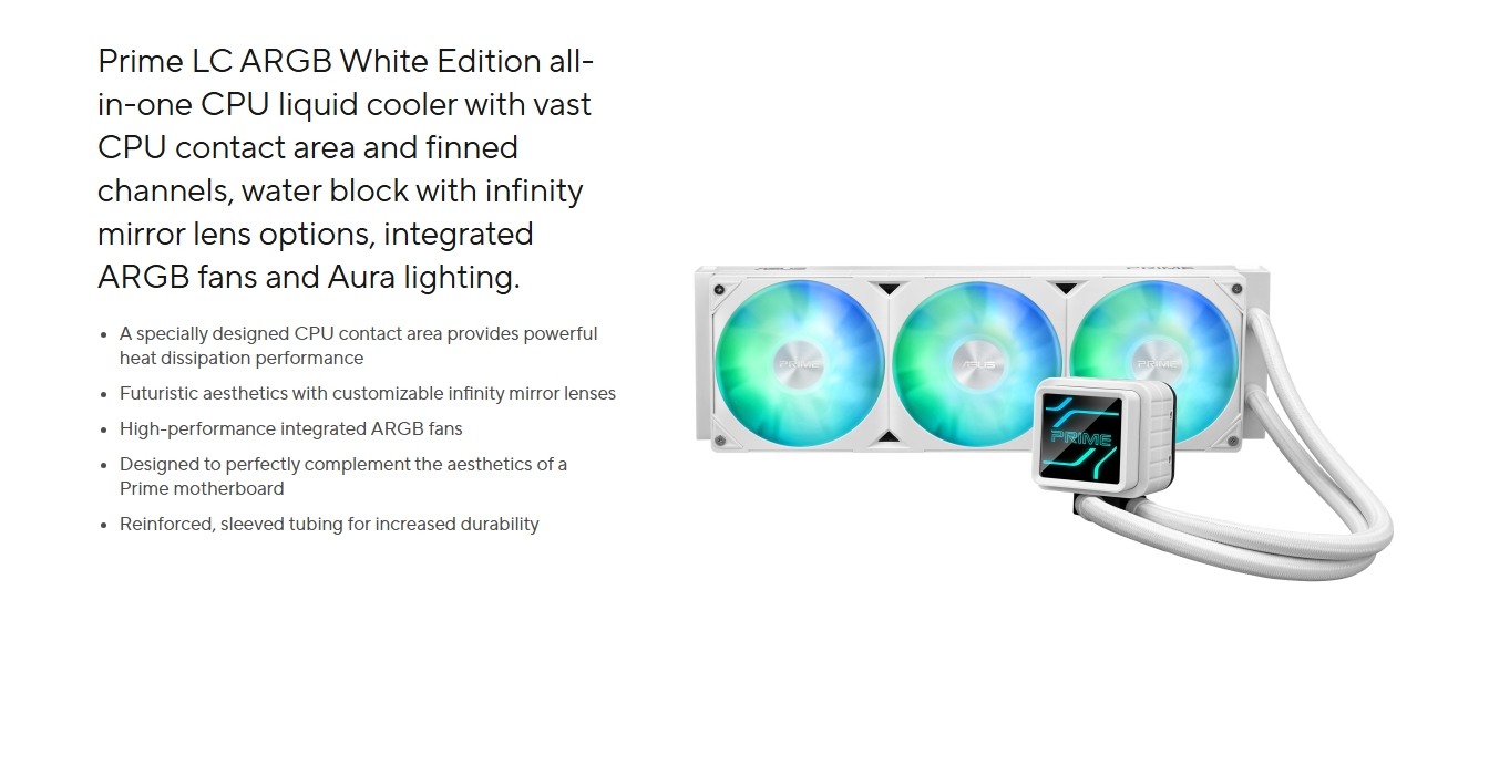 ASUS Prime LC 360 ARGB Liquid CPU Cooler - White Edition