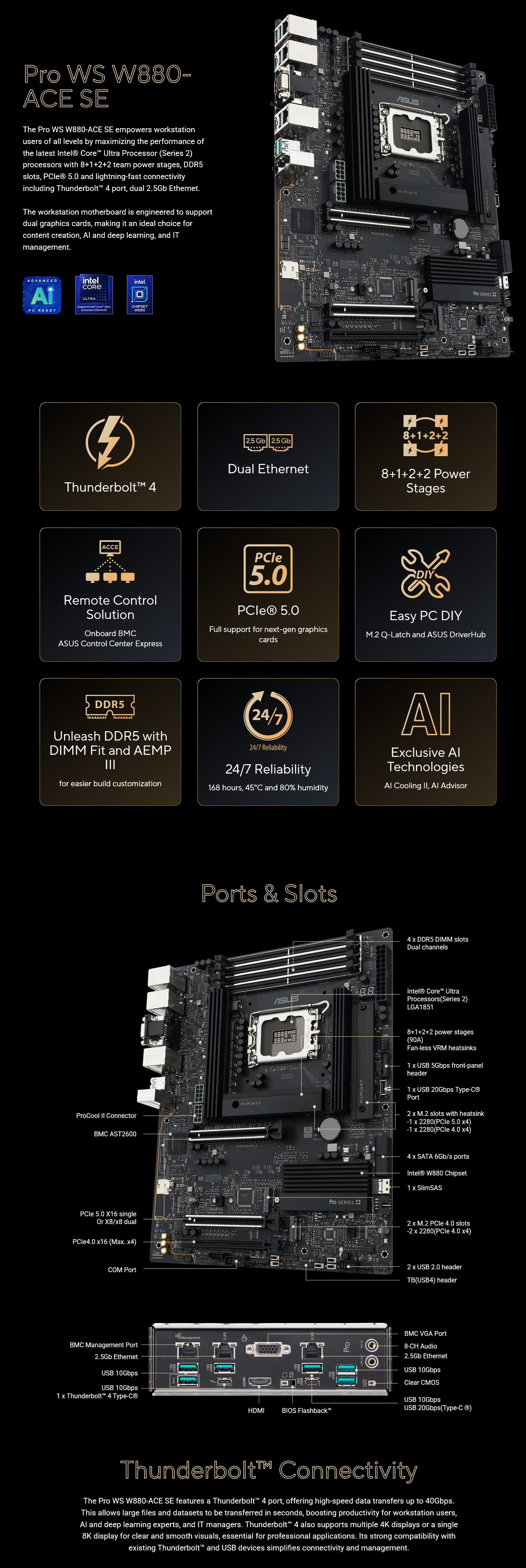 ASUS Pro WS W880-ACE SE LGA 1851 ATX Motherboard
