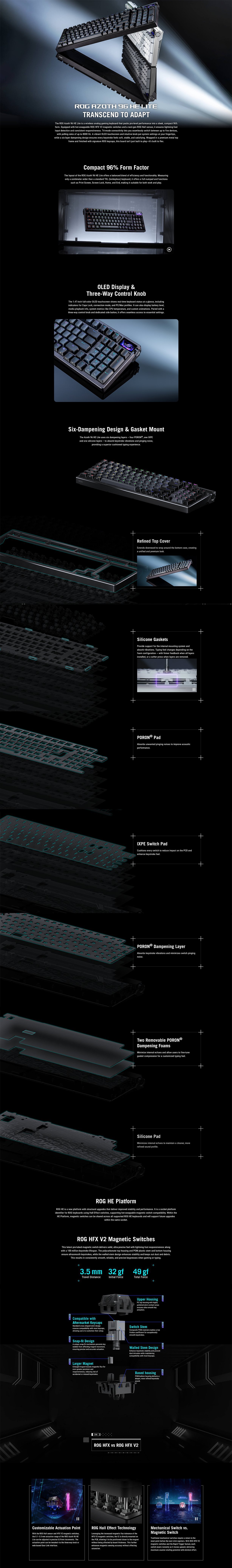 ASUS ROG Azoth 96 HE Lite Wireless Gaming Keyboard - White