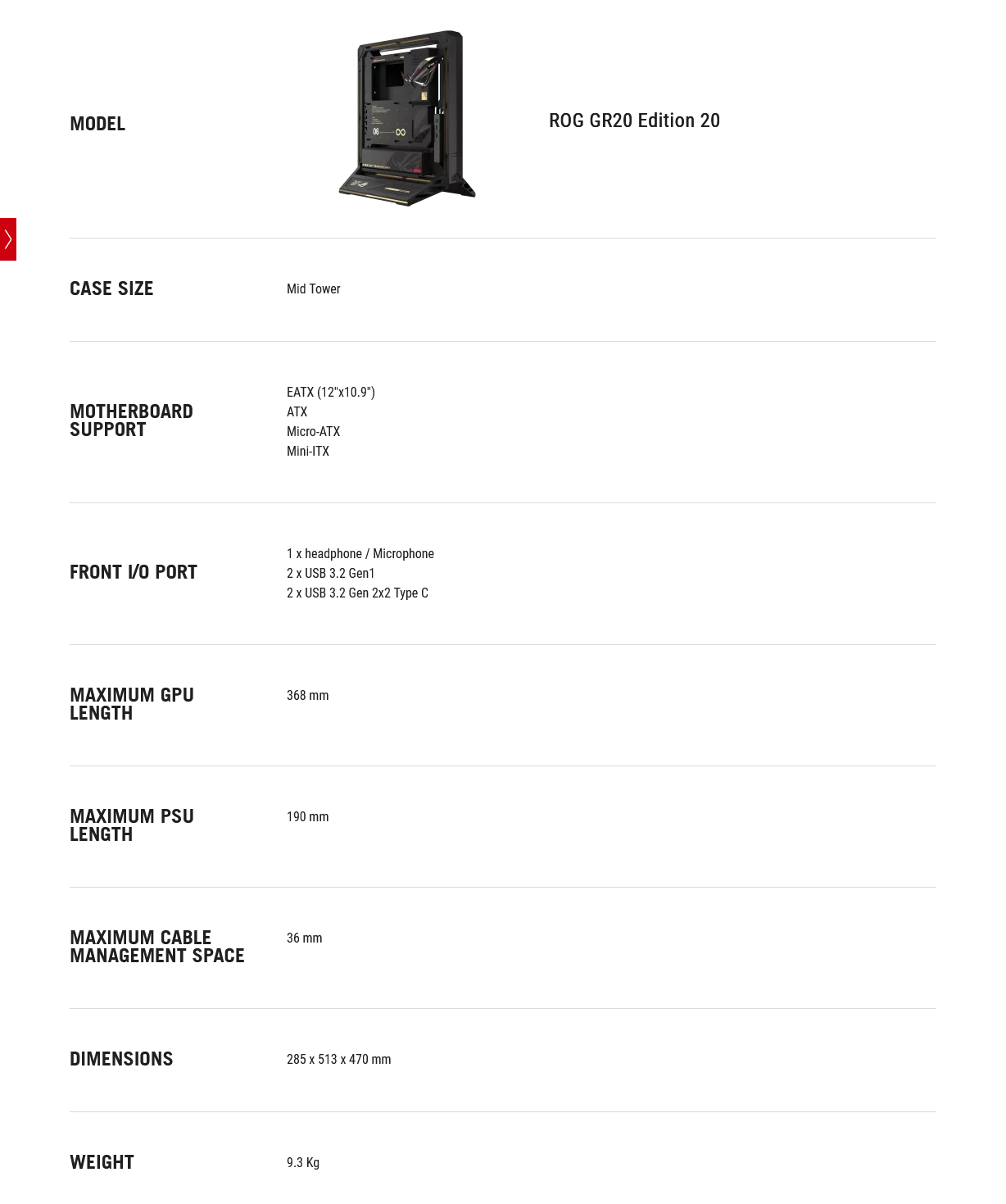 ASUS ROG GR20 Mid-Tower E-ATX Case - Edition 20