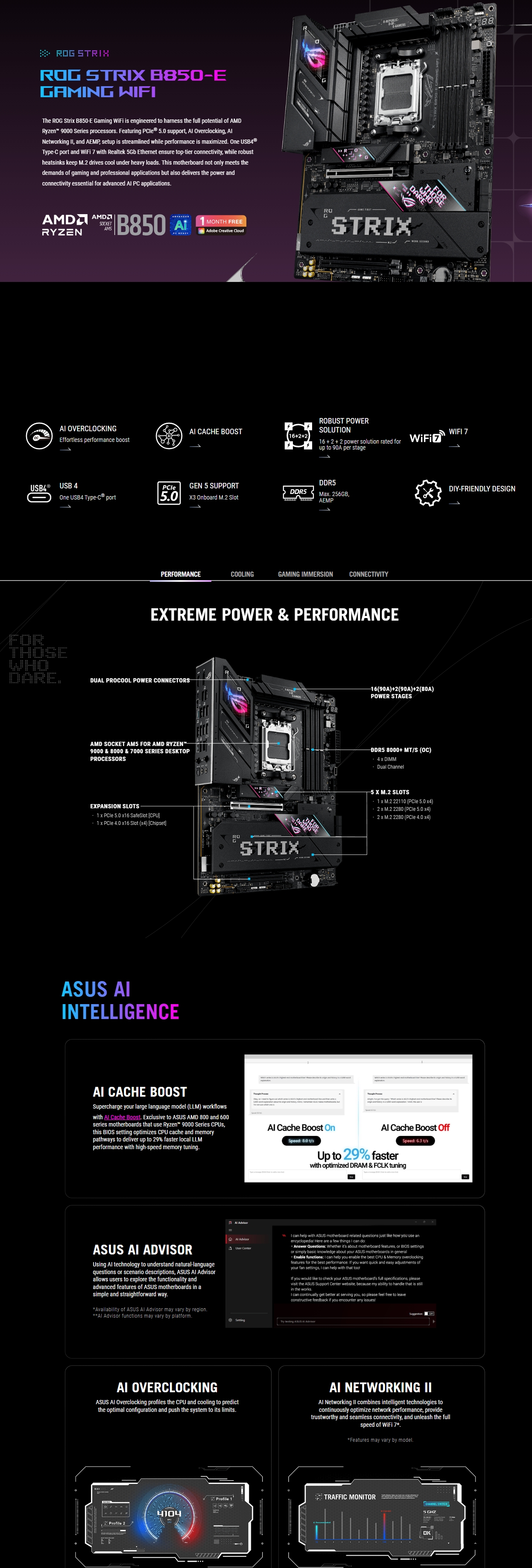 ASUS ROG STRIX B850-E GAMING WIFI AM5 ATX Motherboard