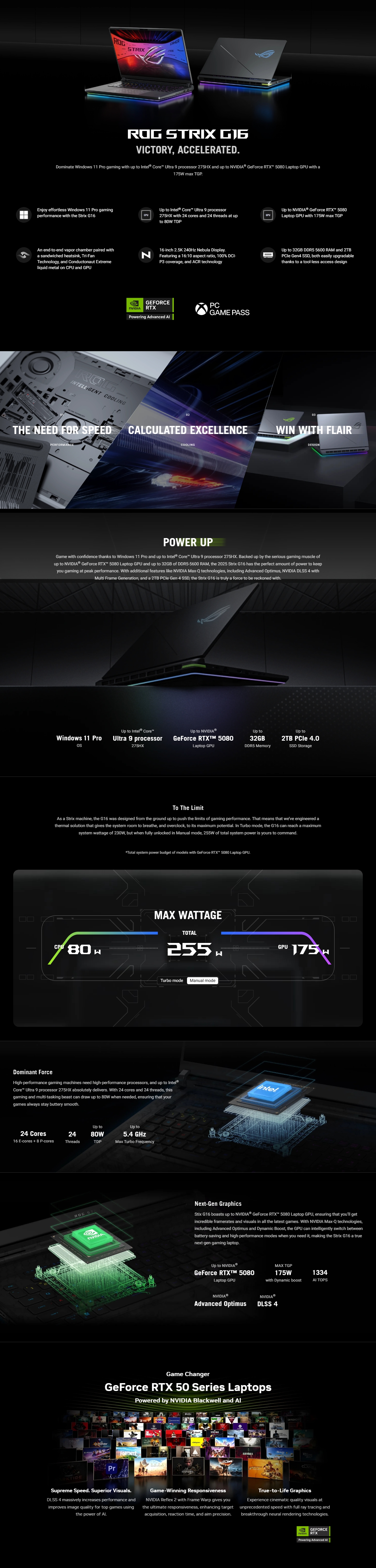 ASUS ROG Strix G16 16" 240Hz 2.5K Gaming Laptop Intel Core Intel Core i9 14900HX 32GB 1TB RTX5070 W11H