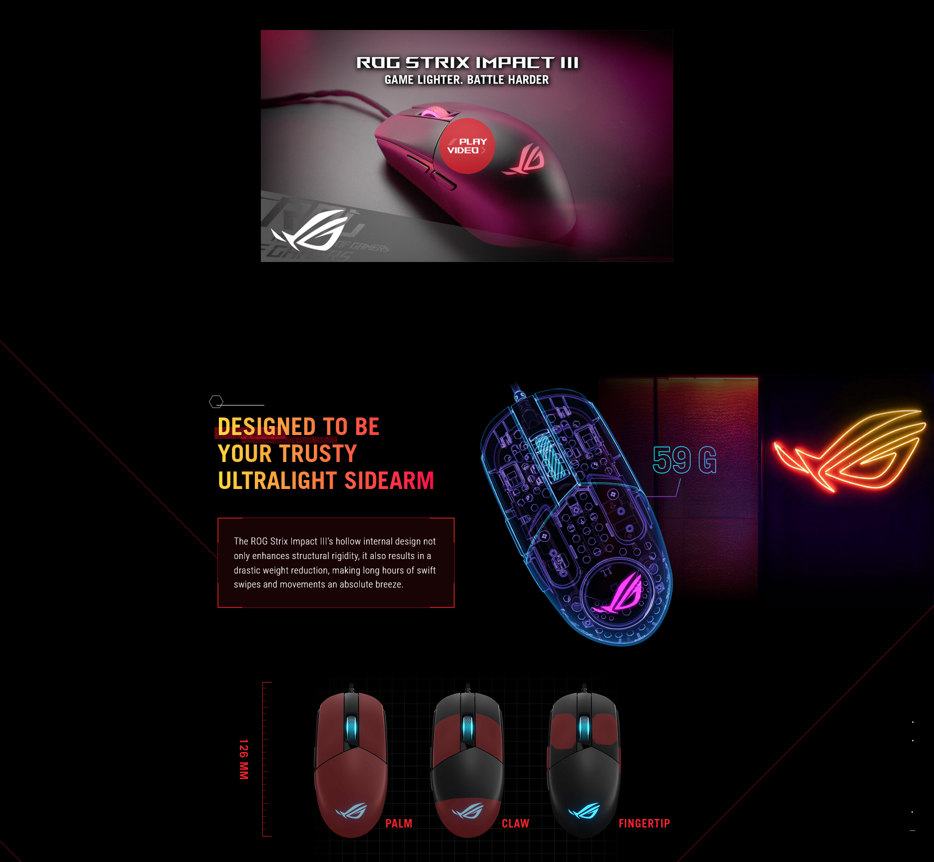 ASUS ROG Strix Impact III Gaming Mouse - Black