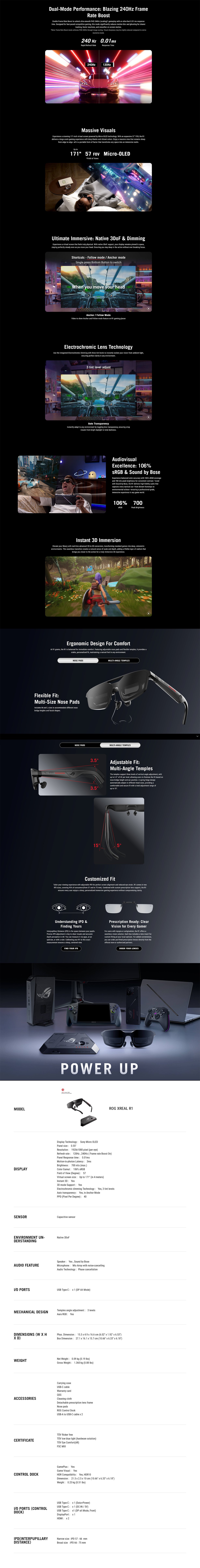 ASUS ROG XREAL R1 Micro-OLED Gaming AR Glasses