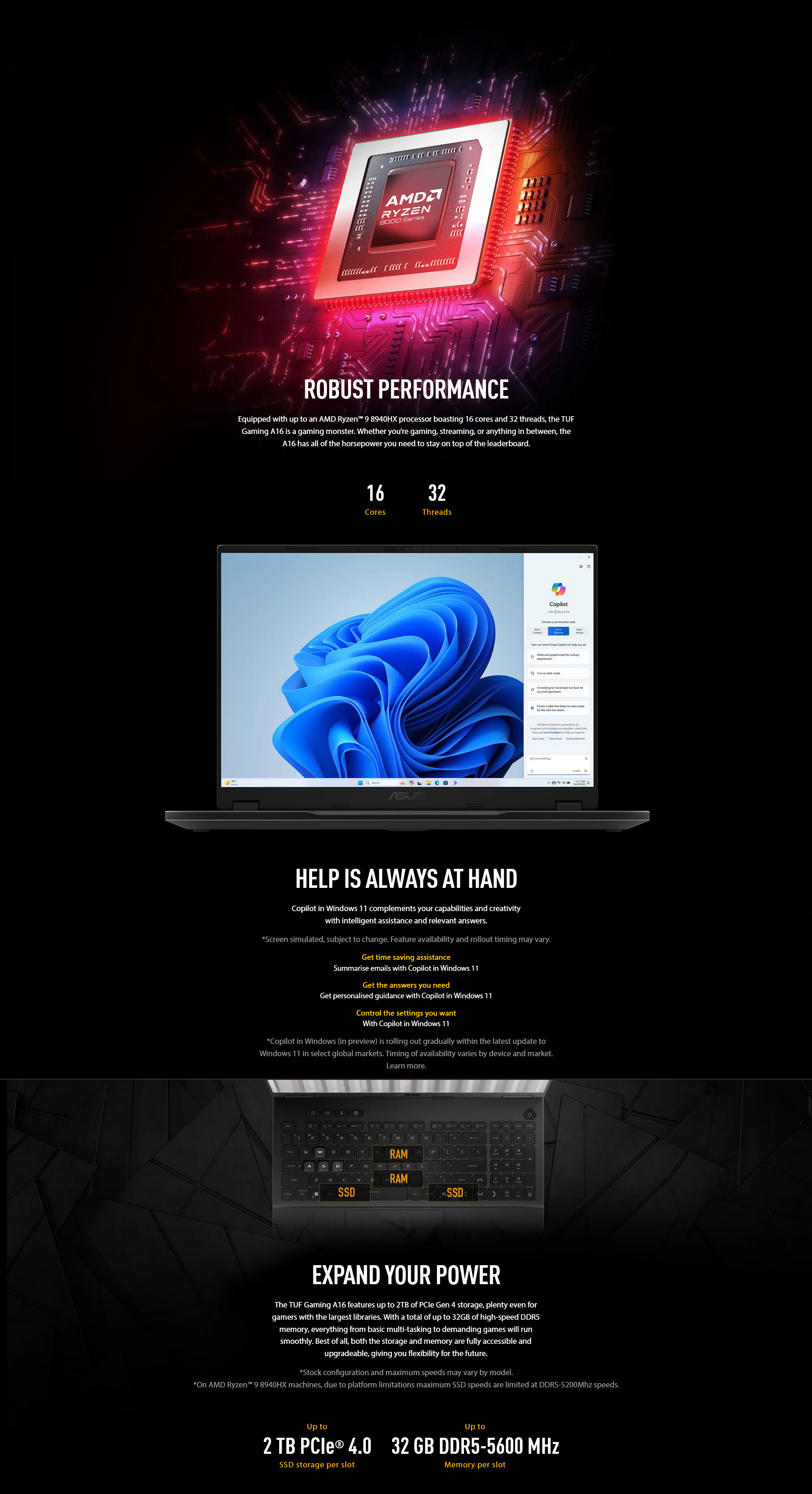 ASUS TUF Gaming A16 Laptop R9-8940HX 16GB 1TB RTX5060 W11H