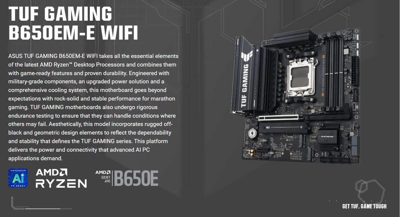 ASUS TUF GAMING B650EM-E WIFI AM5 Micro-ATX Motherboard