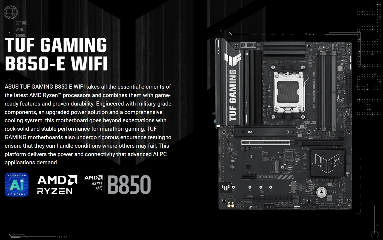 ASUS TUF GAMING B850-E WIFI AM5 ATX Motherboard