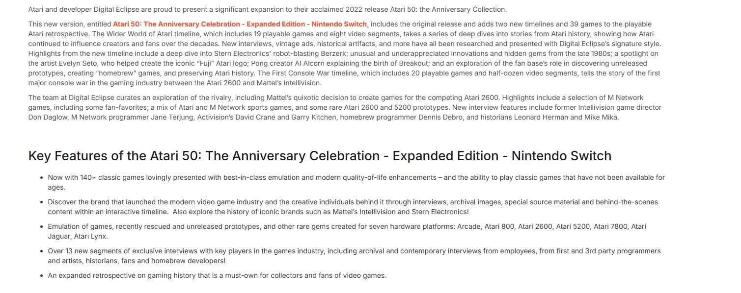 Atari 50: The Anniversary Celebration - Expanded Edition - Nintendo Switch