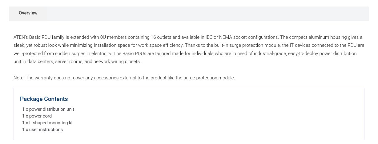 ATEN 0U Basic PDU with Surge Protection