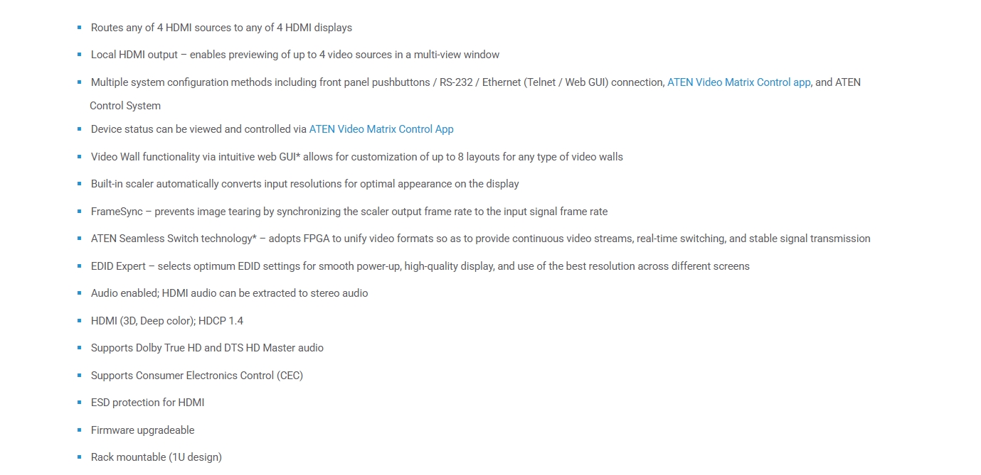 ATEN 4 x 4 HDMI Matrix Switch with Scaler