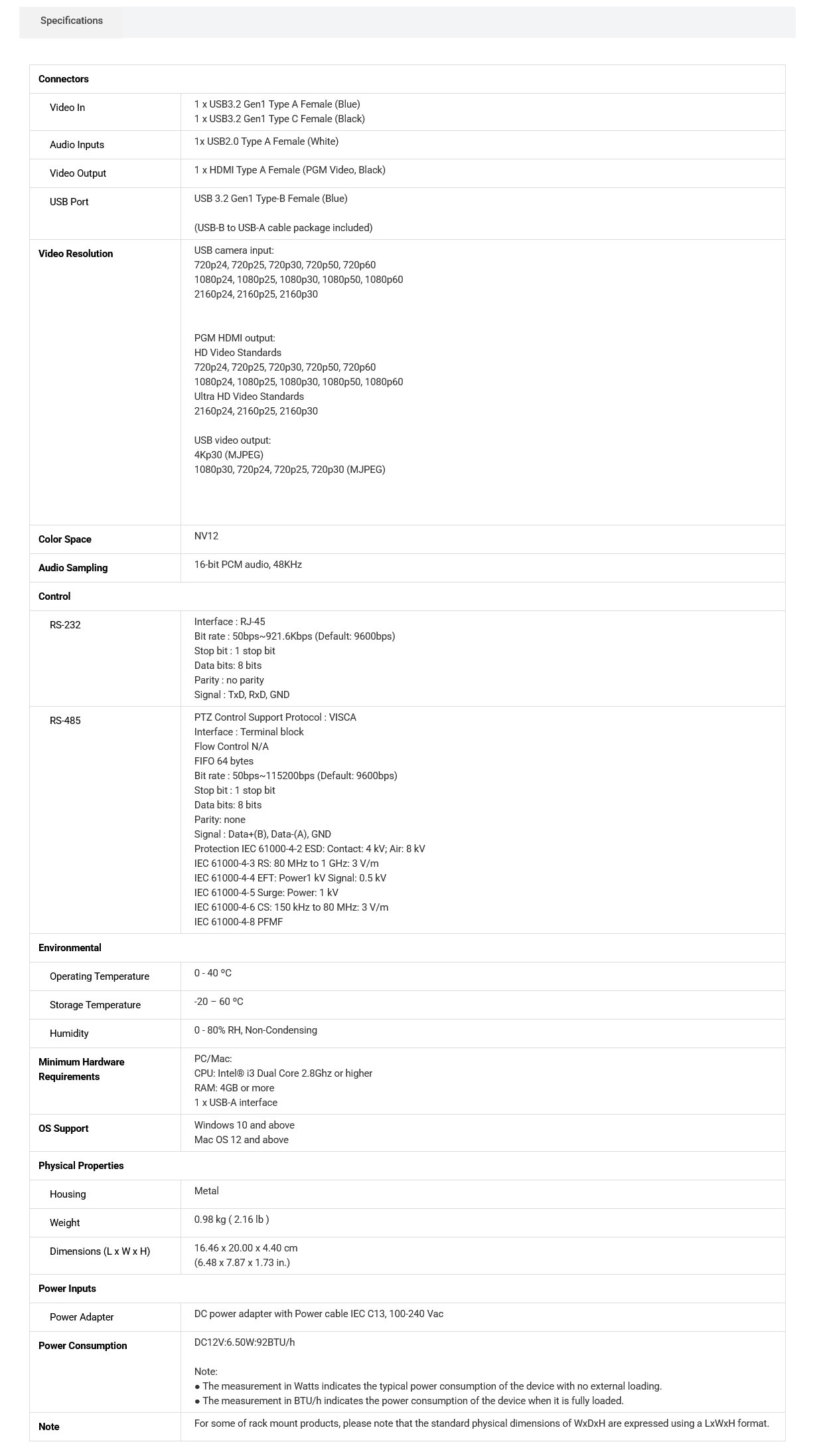 ATEN CAMLIVE MX UVC Camera Seamless Matrix