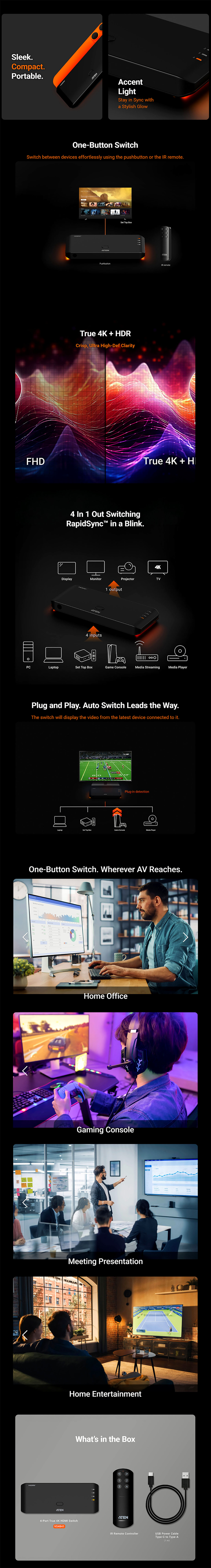 ATEN Essential 4 Port True 4K HDMI Switch