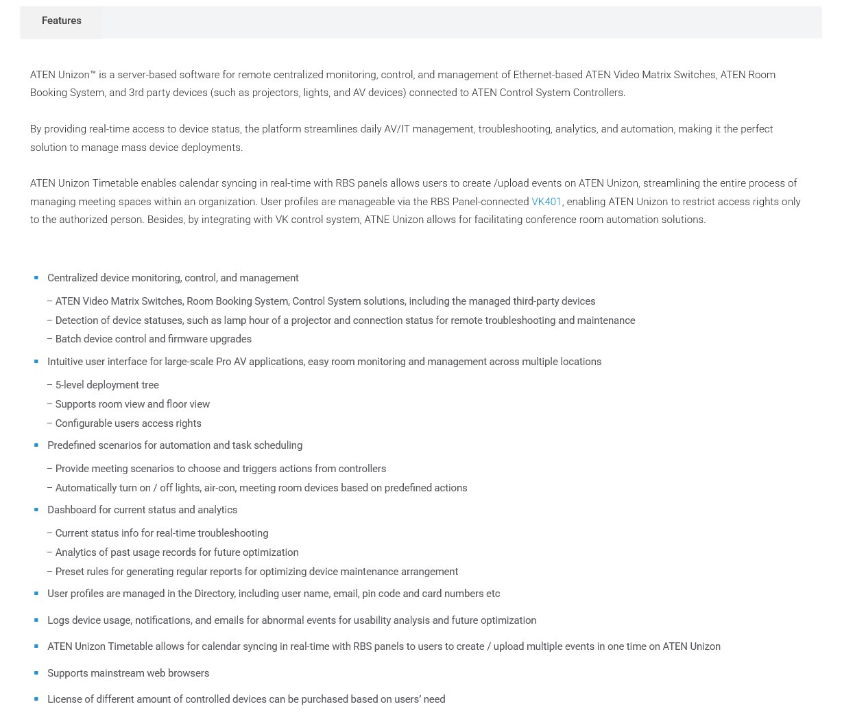 ATEN Unizon Basic Global AV Management Platform