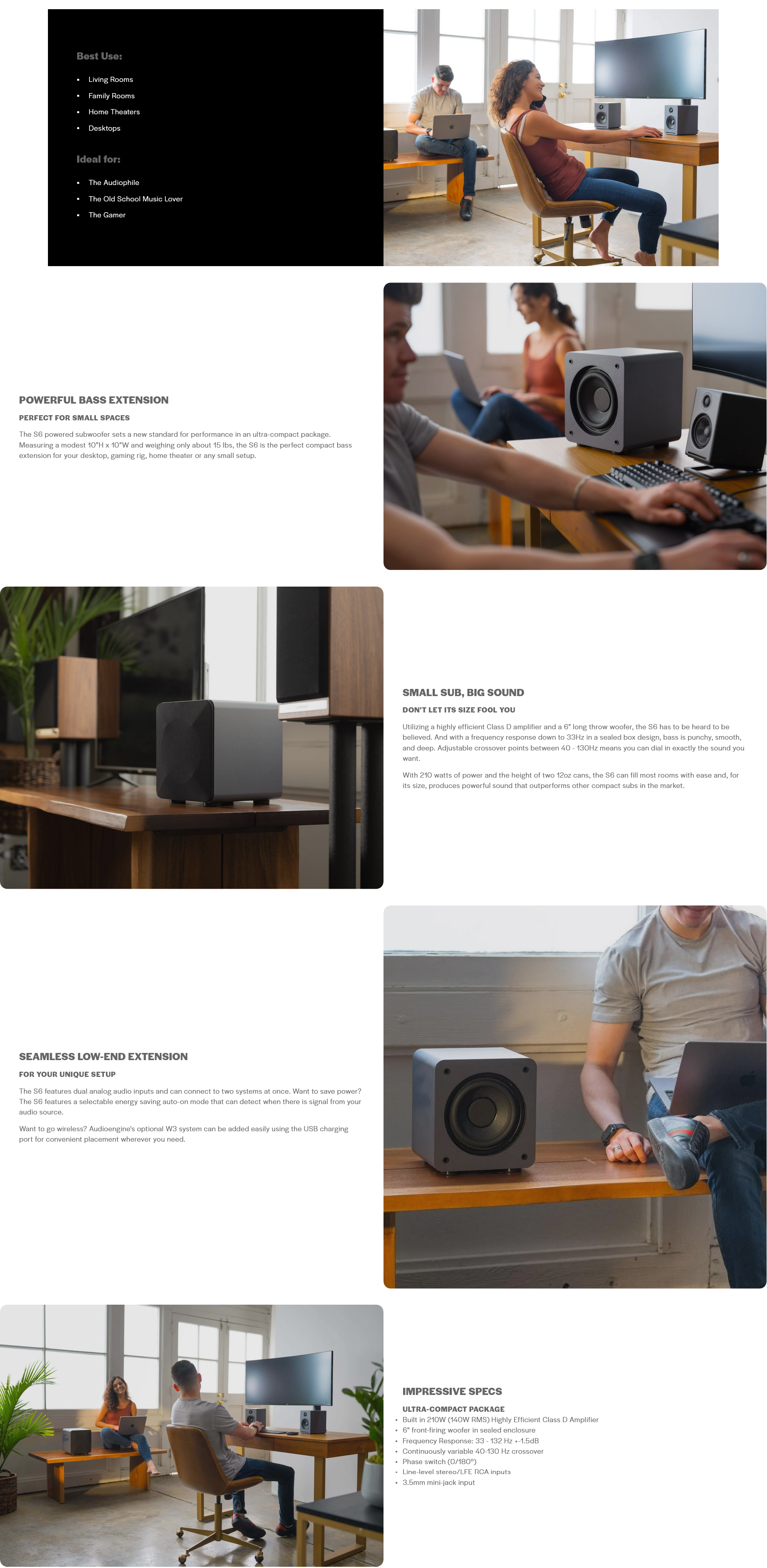 Audioengine S6 Powered Subwoofer - Dark Grey