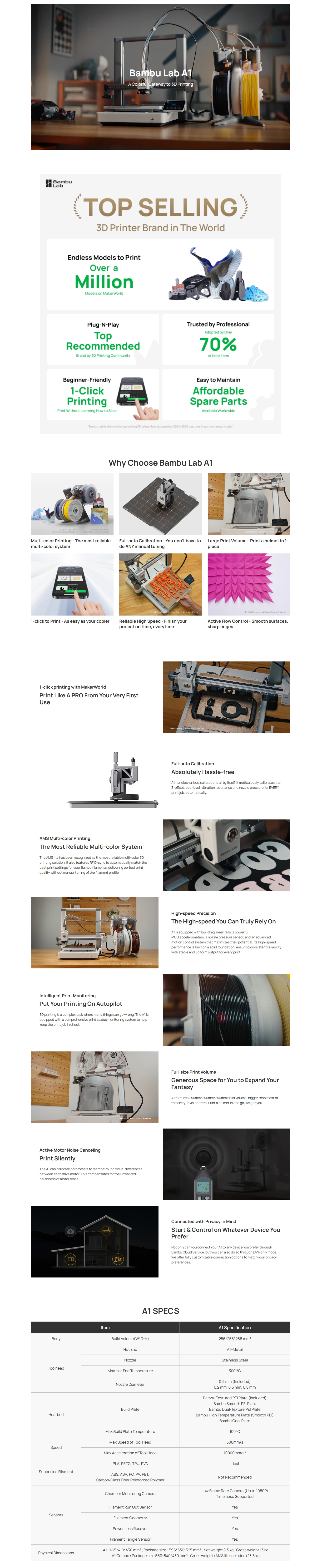 Bambu Lab A1 Filament 3D Printer