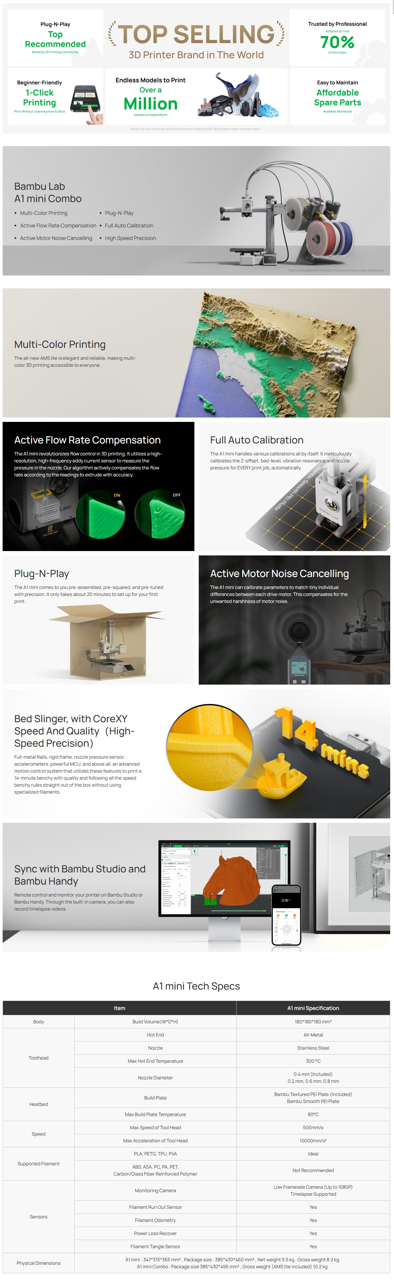 Bambu Lab A1 mini Filament 3D Printer
