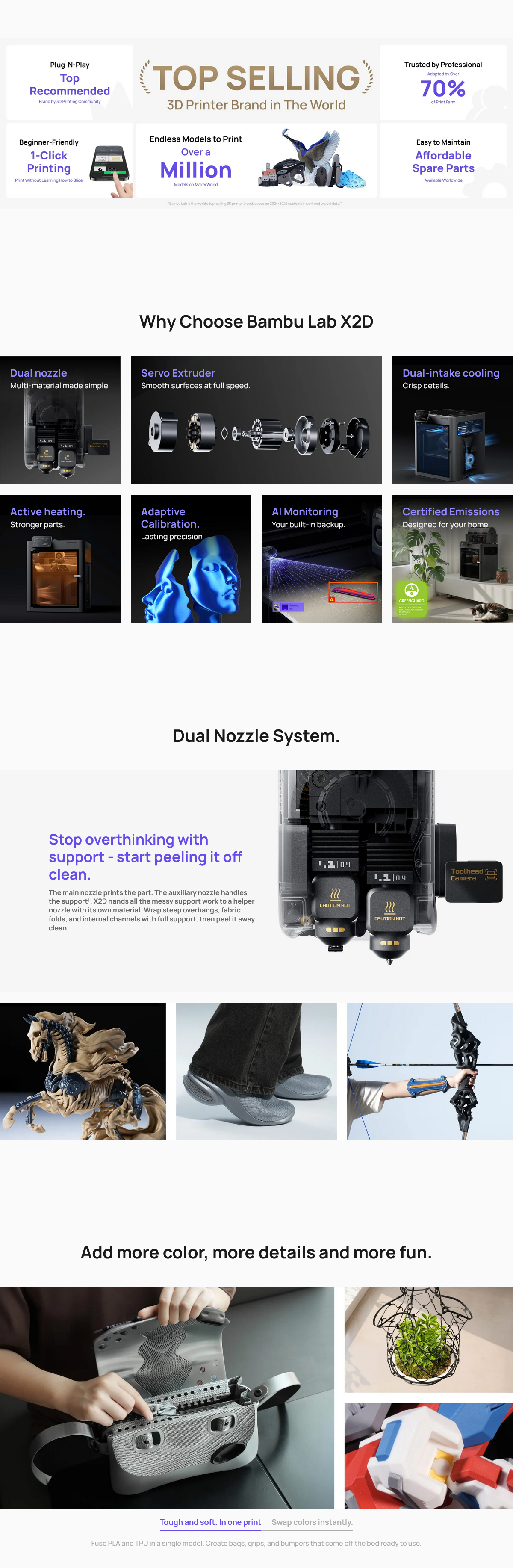 Bambu Lab X2D Dual-Nozzle 3D Printer Combo with AMS 2 Pro