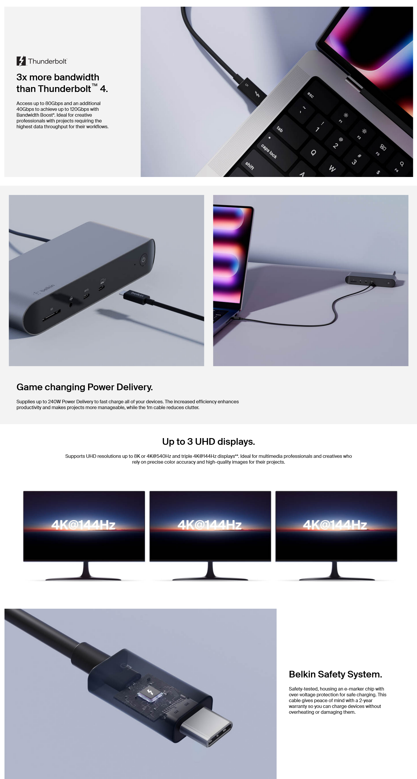 Belkin 1M Connect Thunderbolt 5 80Gbps USB-C to USB-C Cable - Black