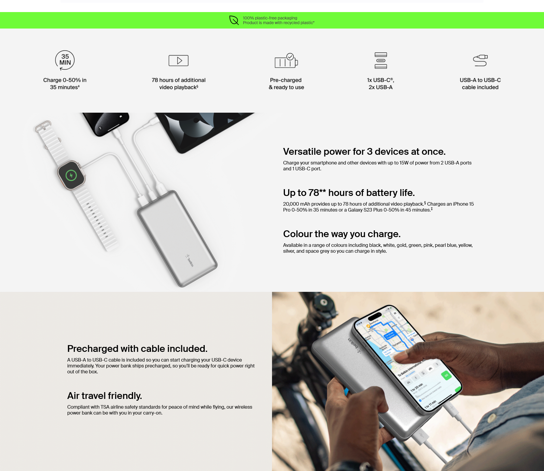 Belkin BoostCharge 20000mAh Power Bank - Space Grey