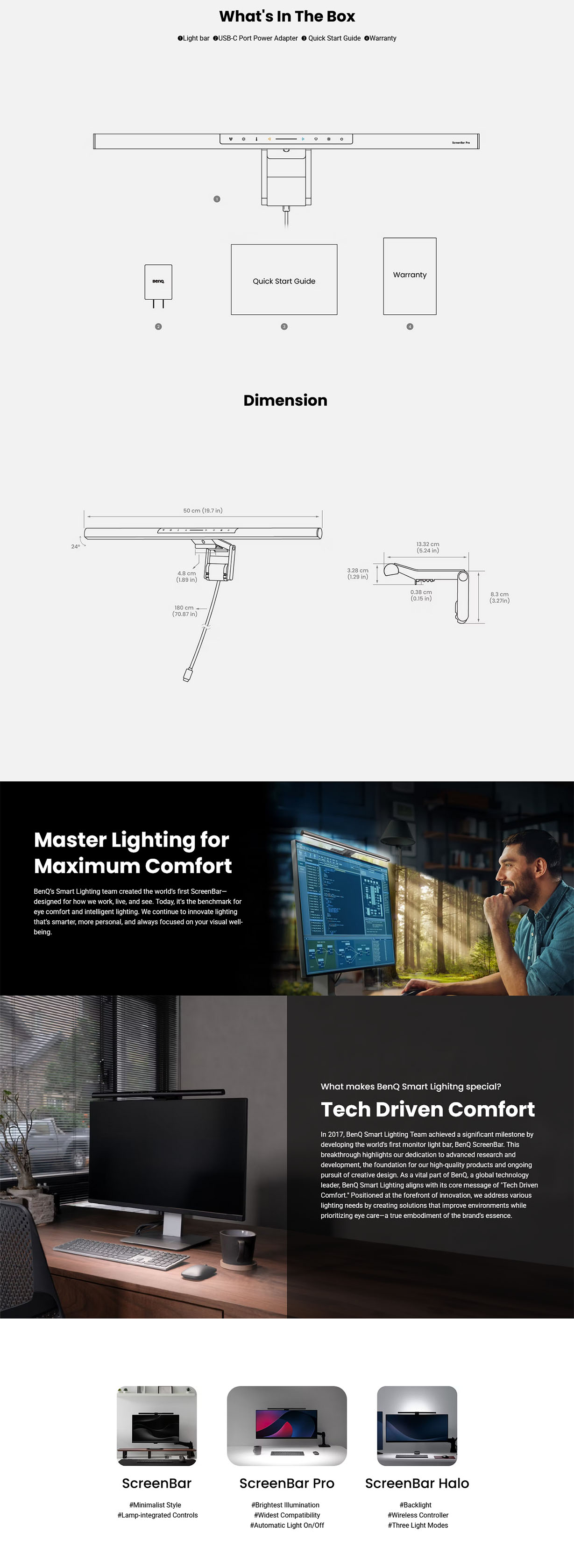 BenQ ScreenBar Pro Monitor Lighting - Silver/White