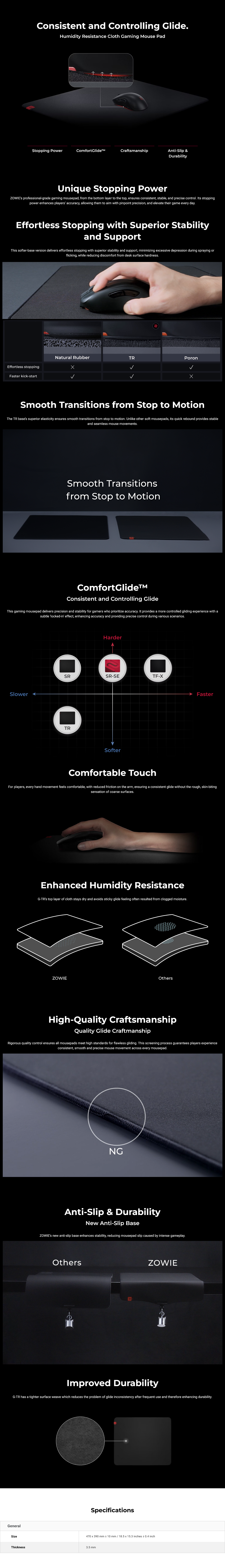 BenQ Zowie G-TR Large Esports Gaming Mouse Pad