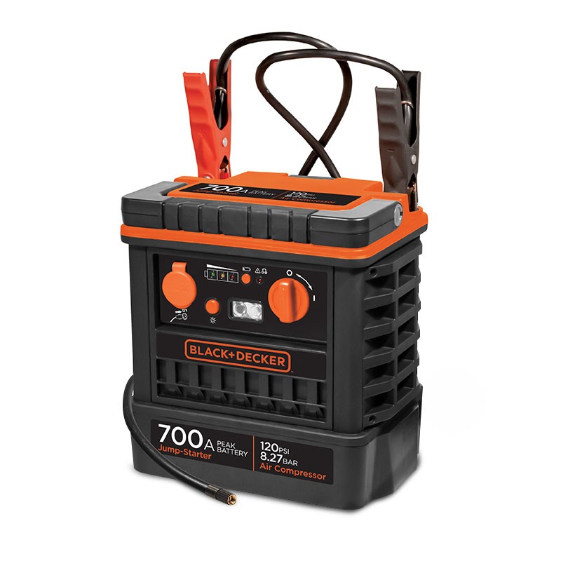 Black & Decker JS700TKCBAU 350A/700A Jump Starter with Compressor and Tool Bag JS700TKCBAU Mwave