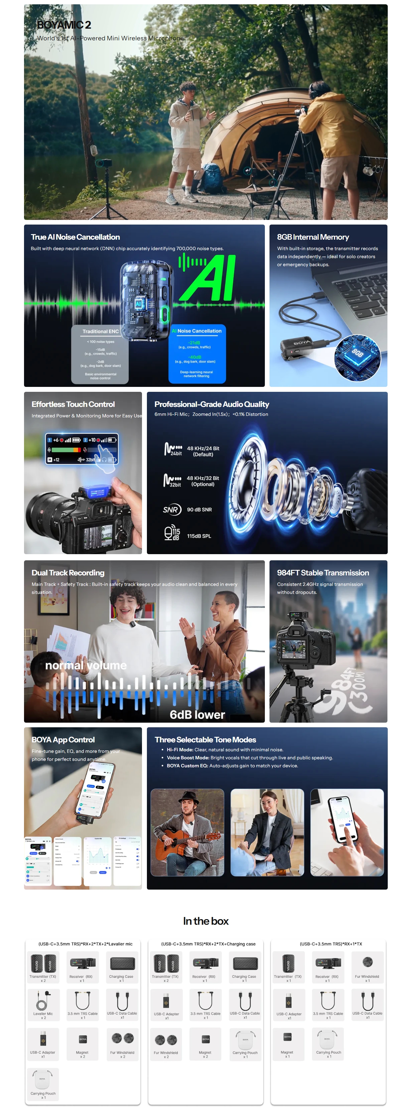 Boya BOYAMIC 2 AI-Powered Mini Wireless Microphone