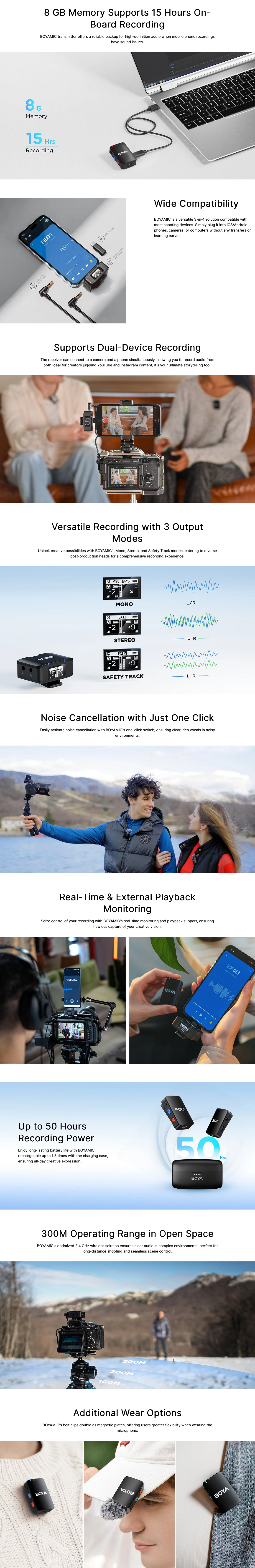 Boya BOYAMIC All-In-One Wireless Microphone w/ Onboard Recording