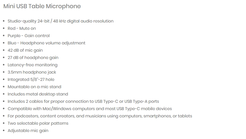 Boya BY-PM500 Mini USB Condenser Studio Microphone Android Mac Windows