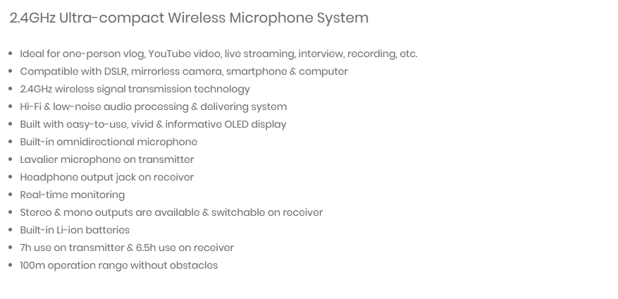Boya BY-XM6-S1 Ultra Compact 2.4GHz Dual-Channel Wireless Microphone