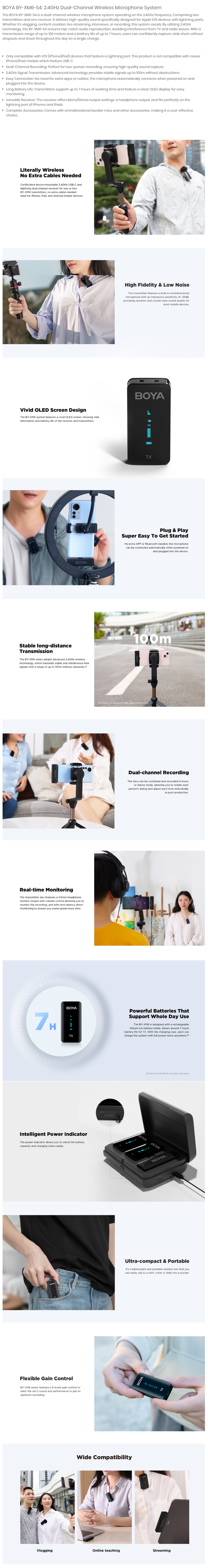 Boya BY-XM6-S4 Dual Wireless Lavalier Microphone for iPhone/iPad
