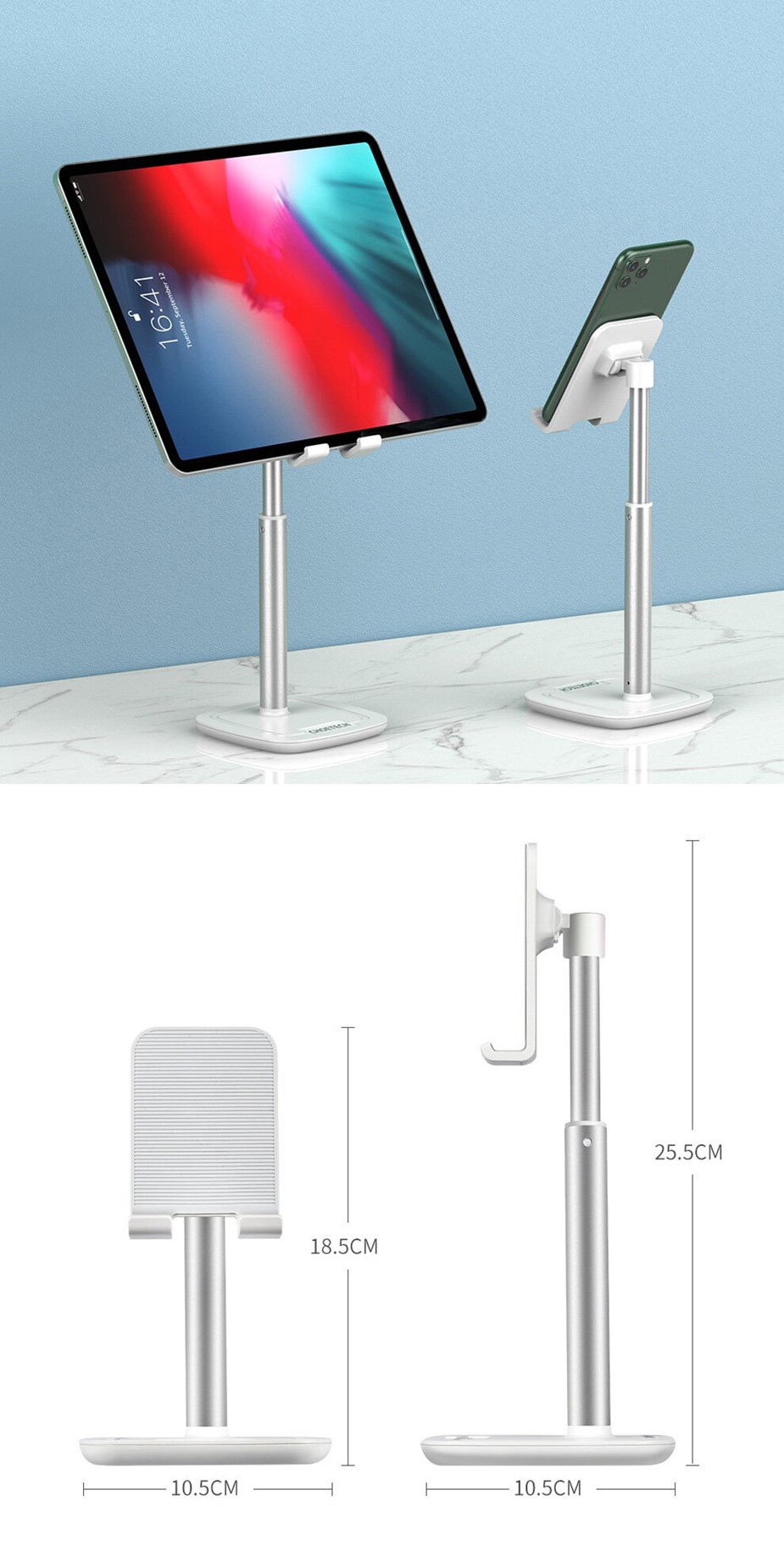 Choetech H035 Universal Aluminium Adjustable Phone/Tablet Stand - Desktop Overview 1