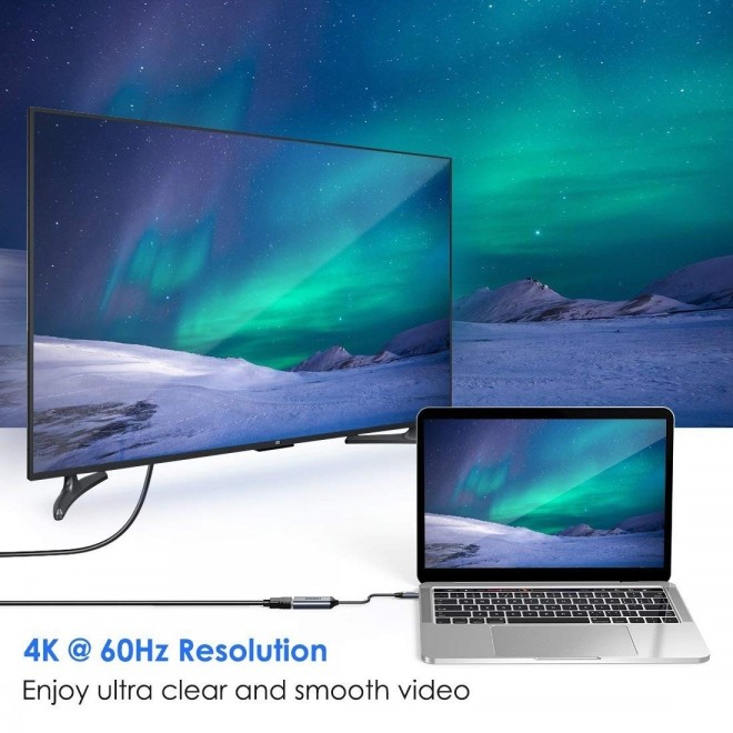 CHOETECH HUB-H21 USB-C to HDMI 4k@60Hz Braided Video Cable Cord Adapter