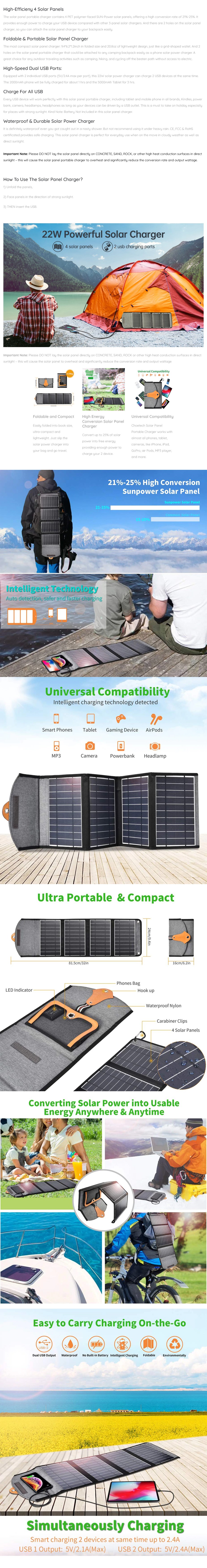 choetech solar charger 22w