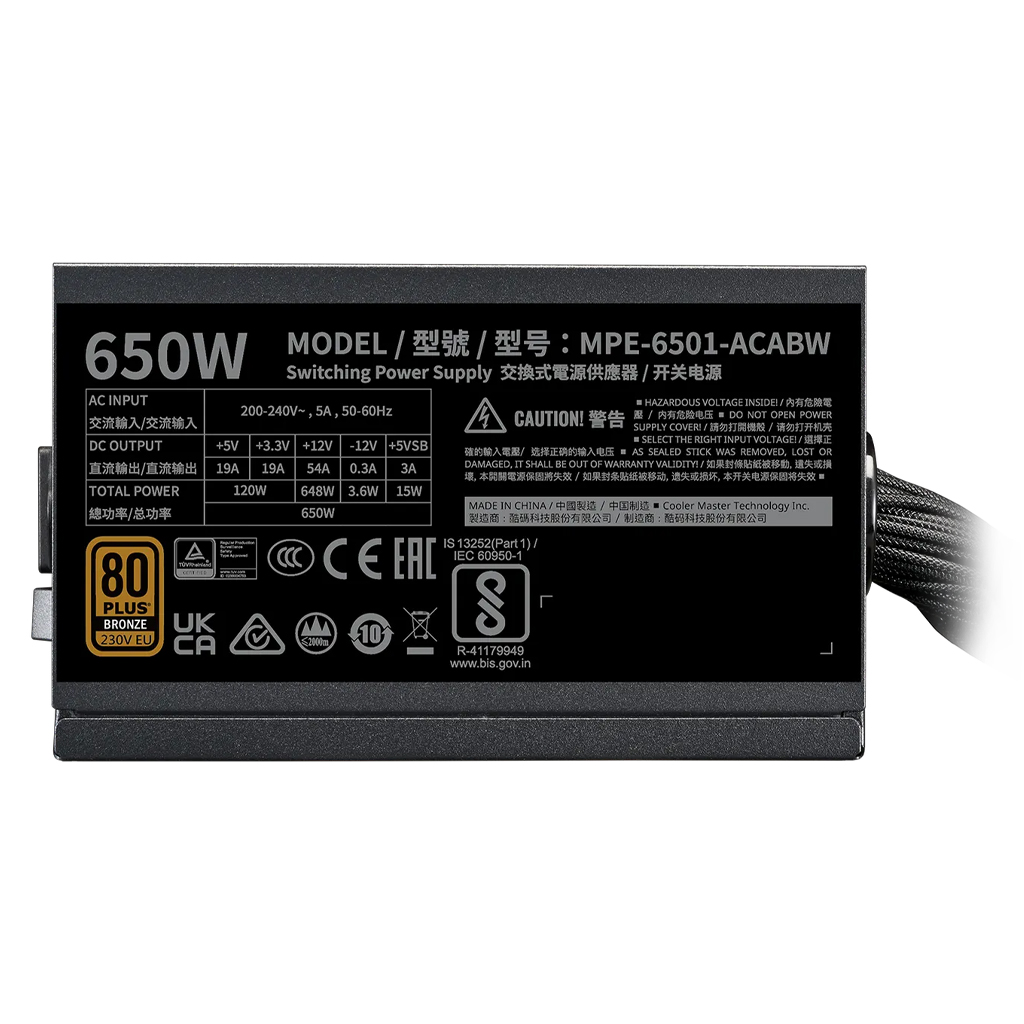 Fonte Cooler Master MWE 650 80 Plus Bronze, MPE 6501 ACAAB WO