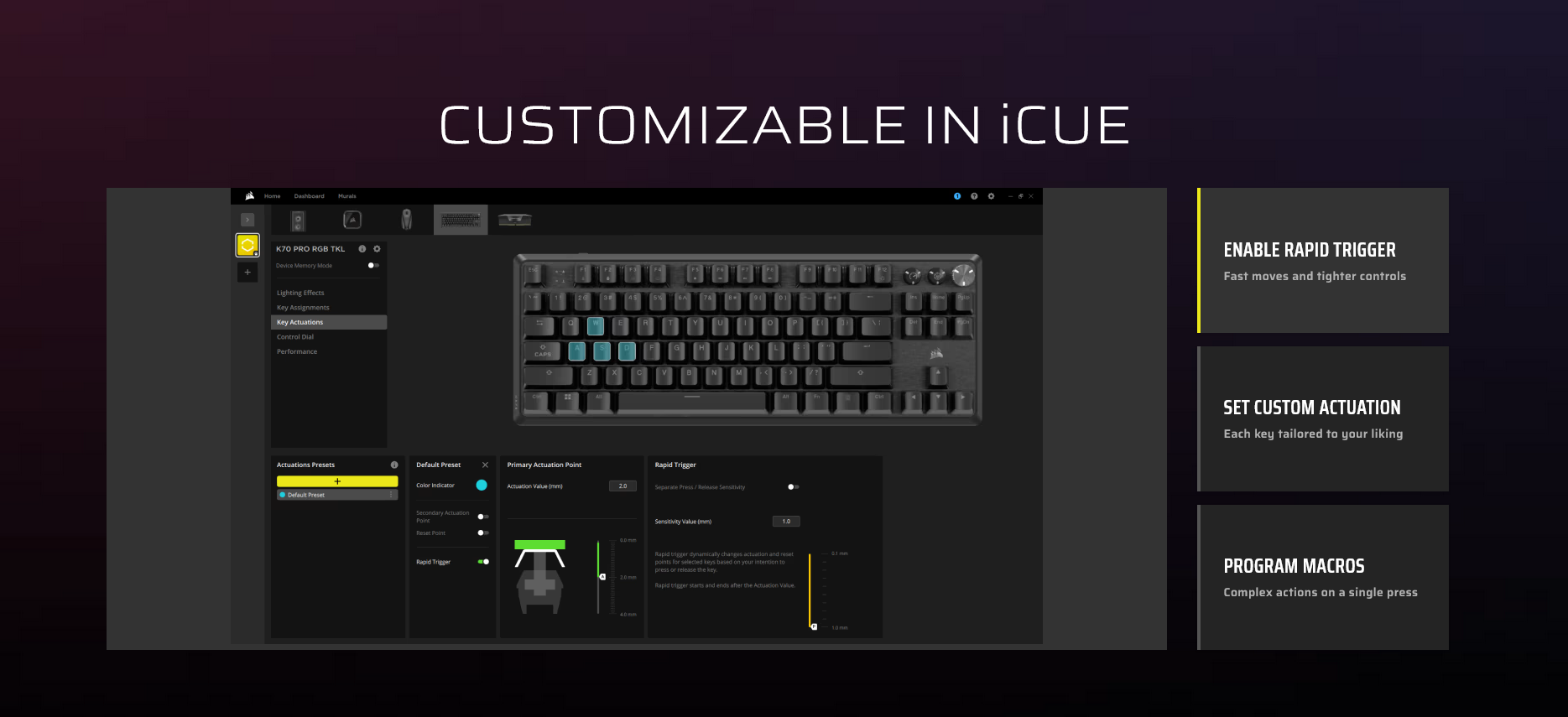 Corasir K70 PRO TKL Hall Effect Gaming Keyboard with Rapid Trigger - White