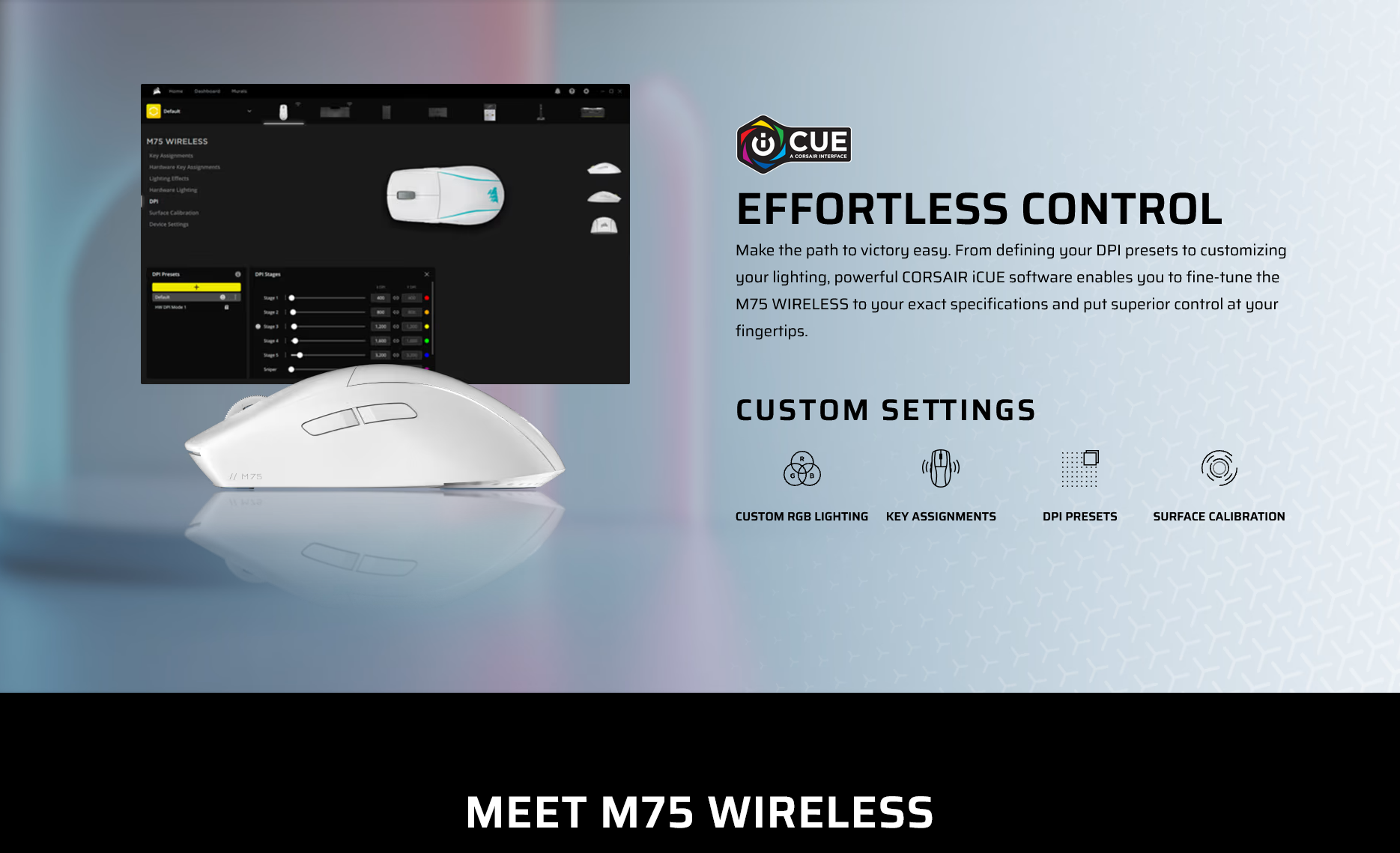 Corsair 75 WIRELESS RGB Apple Gaming Mouse - Frost White