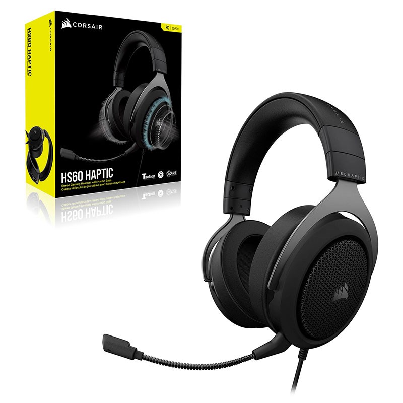 Corsair HS60 HAPTIC Stereo USB Gaming Headset - Carbon - CA-9011228-AP |  Mwave